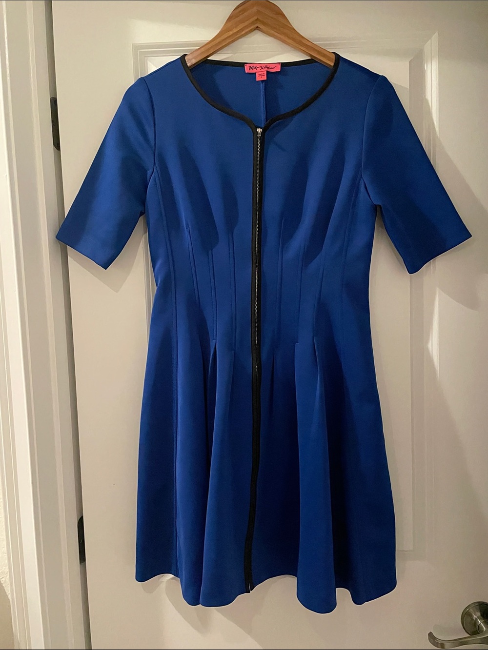Betsey Johnson Cobalt Blue Zip-Front Fit & Flare Dress size 6